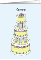 Wedding Congratulations in Finnish Onnea Stylish Celebration Cake card