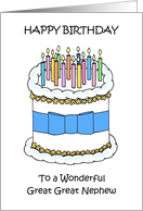 Happy Birthday Great Great Nephew Simple Cake and Lit Candles card