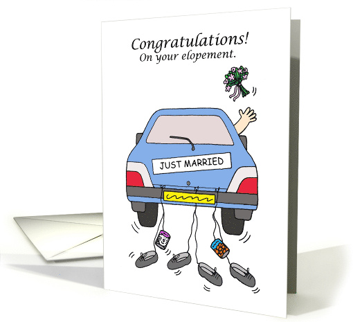 Congratulations on Your Elopement Cute Cartoon Car card (1722844)