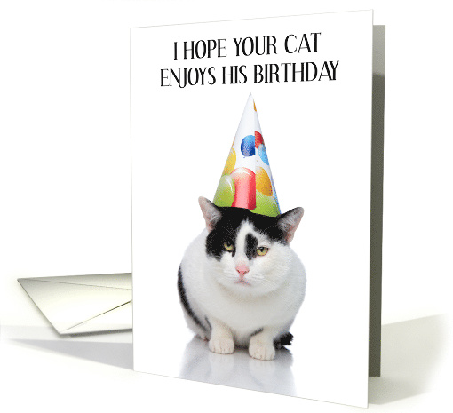 Happy Birthday to Black and White Pet Cat card (1723218)
