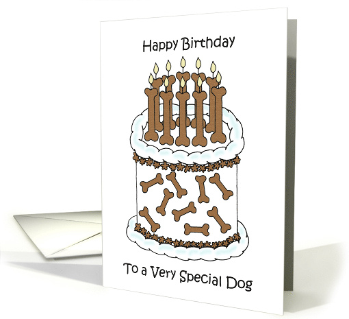 Happy Birthday to Dog Dog Biscuit and Bone Candles Cake card (1723416)