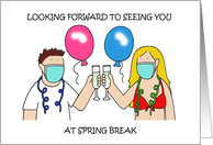 Looking Forward to Seeing You at Spring Break Couple in Face Masks card