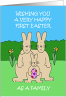 Happy First Easter as a Family Bunny Parents and Child card