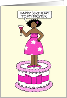 Happy Birthday to African American Frister Lady on a Cake card
