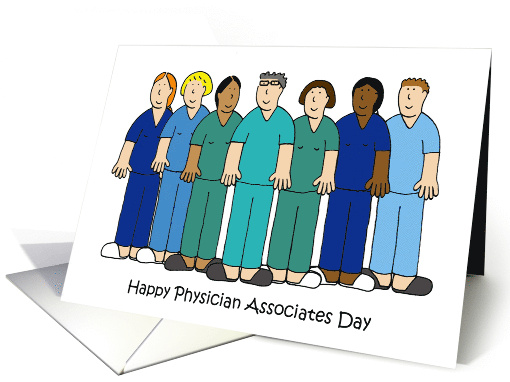 Happy Physician Associates Day Group in Scrubs card (1727622)