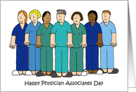 Happy Physician Associates Day Group in Scrubs card
