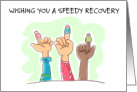 Speedy Recovery from Finger Injury Cartoon Hands card