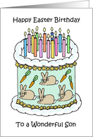 Happy Easter Birthday to Son Cake and Candles card