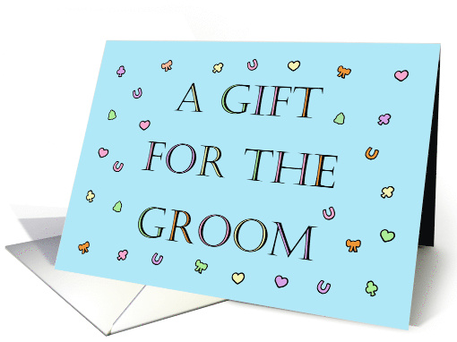 A Gift for the Groom Pastel Colored Confetti and Lettering card