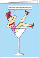National Cocktail Day March 24th Lady in Cocktail Glass card
