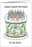 Easter Birthday for Aunt Cake Candles and Bunny Decorations card