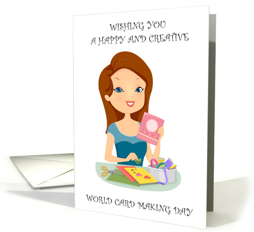 World Card Making Day Cartoon Lady Creating a Card October 2nd card