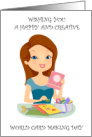 World Card Making Day Cartoon Lady Creating a Card October 2nd card