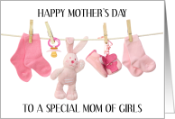 Happy Mother’s Day to Mom of Girls Pink Baby Clothes card