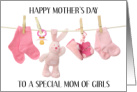 Happy Mother’s Day to Mom of Girls Pink Baby Clothes card