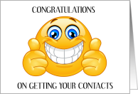 Congratulations on Getting Your Contact Lenses Smiling Emoji card