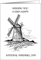 National Windmill Day May Black and White Illustration of a Rural Windmill card