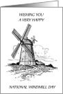 National Windmill Day May Black and White Illustration of a Rural Windmill card