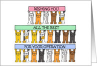 Good Luck for Your Operation Cartoon Cats Holding Banners card