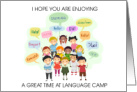 Thinking of You at Language Camp Cartoon Children Speaking Foreign Languages card