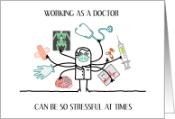 Encouragement for Doctor Multitasking Doctor Cartoon card