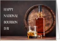 National Bourbon Day June 14th Bottle Glass and Oak Cask card