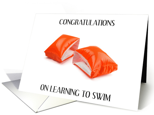 Congratulations on Learning to Swim Orange Arm Floats card (1737480)