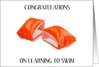 Congratulations on Learning to Swim Orange Arm Floats card