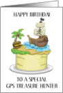 Happy Birthday GPS Treasure Hunter Pirate Ship Cake card