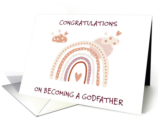 Congratulations on Becoming a Godfather Rainbow Hearts card (1737984)