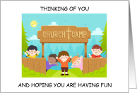 Thinking of You at Church Camp Kids Having Fun card