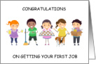 Congratuations on First Job Children Working Various Jobs card