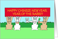 Happy Chinese New Year of the Rabbit Hare Bunnies Eating Carrots card