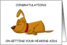 Congratulations on Getting Hearing Aids Cartoon Dog Sleeping and Listening card