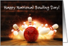 National Bowling Day August Bowling Ball and Pins card