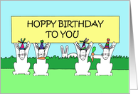 Hoppy Birthday Cartoon Bunnies Wearing Party Hats card