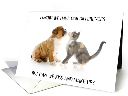 Can We Kiss and Make Up I'm sorry Cat and Dog Kissing card (1742558)