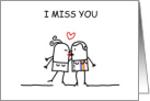 I MIss You Lesbian Couple Kissing card