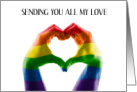 Gay Male Couple Love Rainbow Hands Heart card