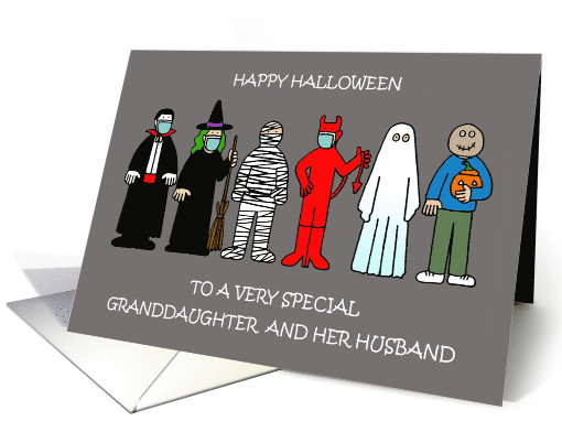 Happy Halloween Granddaughter and Husband Spooky Costumes card