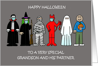 Happy Halloween Grandson and His Partner Spooky Costumes card
