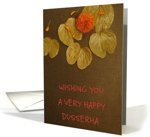 Happy Dusserha Golden Apta Tree Leaves card (1746192)