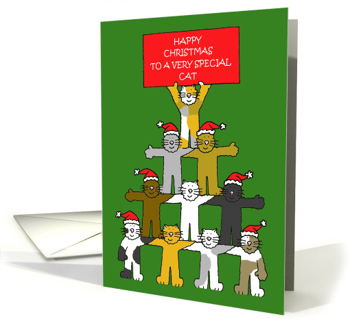 Happy Christmas to Pet Cat Group of Kitties Wearing Santa Hats card