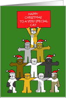 Happy Christmas to Pet Cat Group of Kitties Wearing Santa Hats card