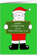 Happy Christmas to Pet Cat Cartoon Kitty in Santa Outfit card