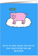 Sympathy on loss to Pet pig to Personalise With Any Name card