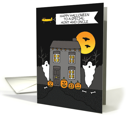 Happy Halloween to Aunt and Uncle Spooky Haunted House card (1747134)