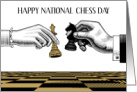 National Chess Day October Vintage Chess Pieces and Hands card