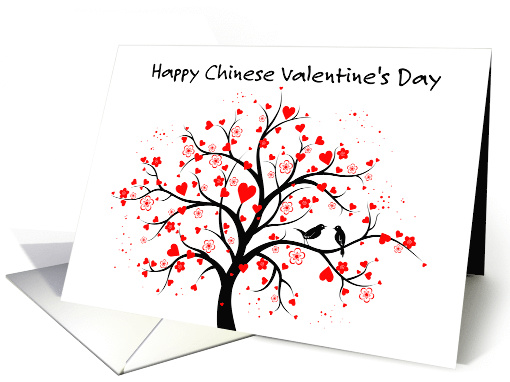 Happy Chinese Valentine's Day Qixi Romantic Heart Blossom card