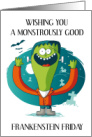 Frankenstein Friday October Cartoon Smiling Monster card